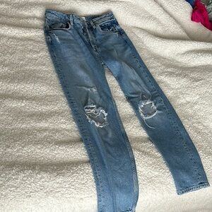 Free people straight leg Women's Distressed Blue Jeans